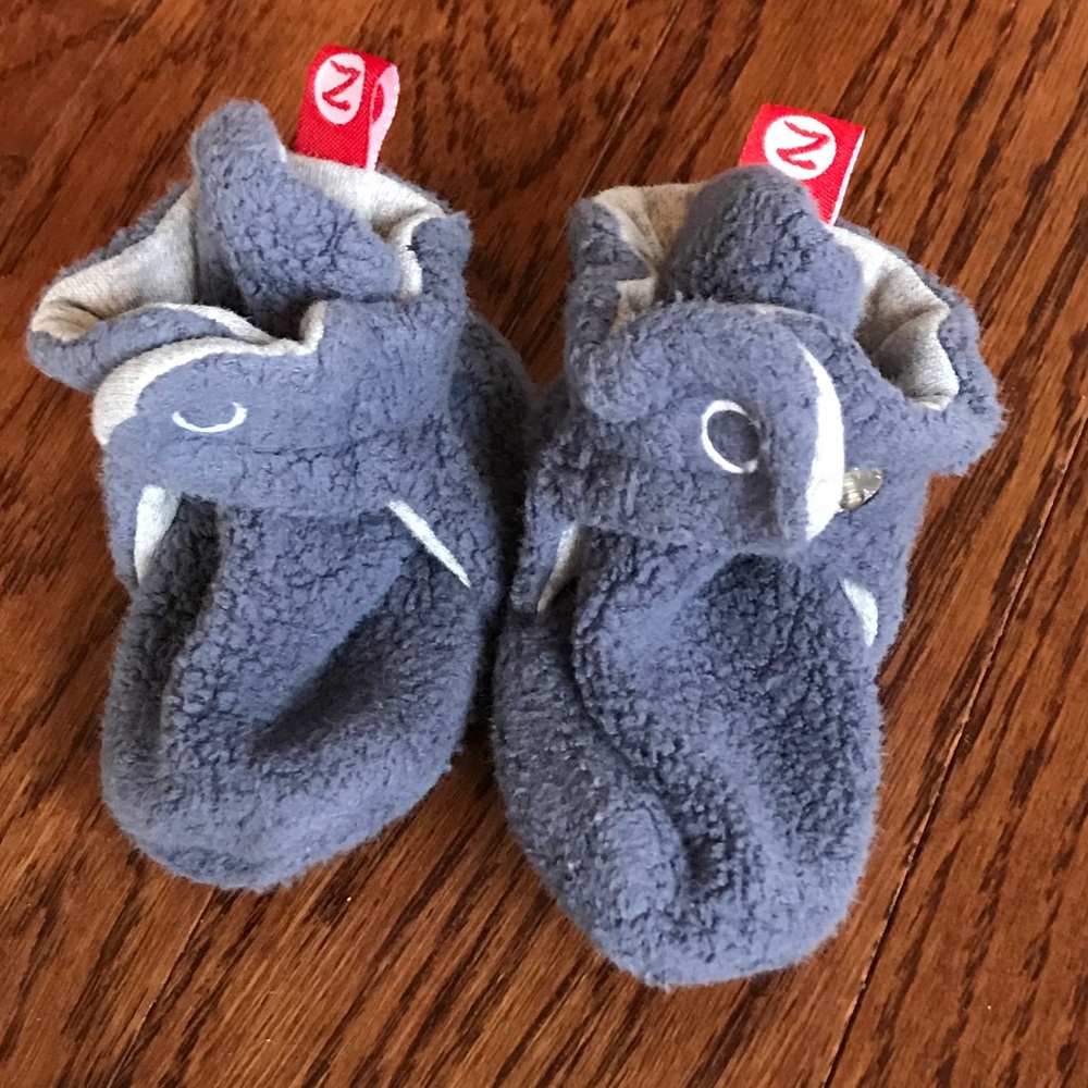 Zutano blue / grey fleece booties